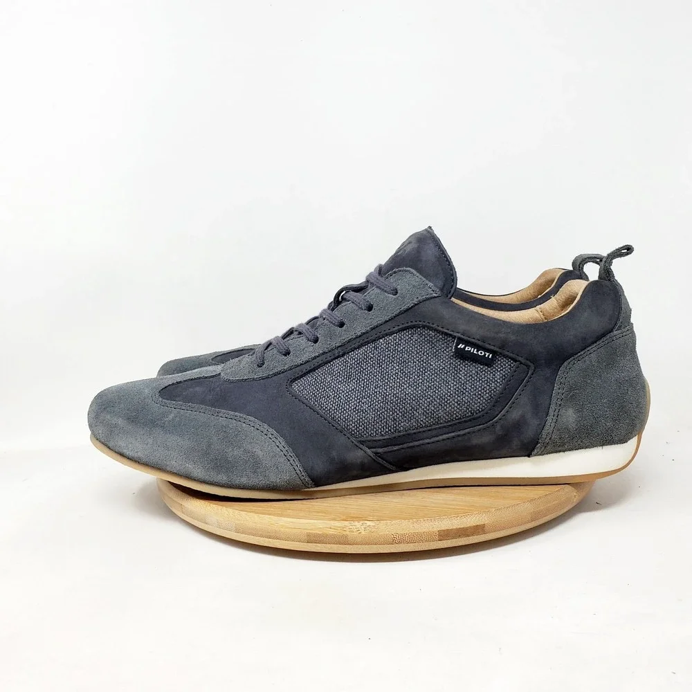 Piloti Endurance Shoes Mens 10.5 Grey Suede Leather Le Mans Driving Sneaker